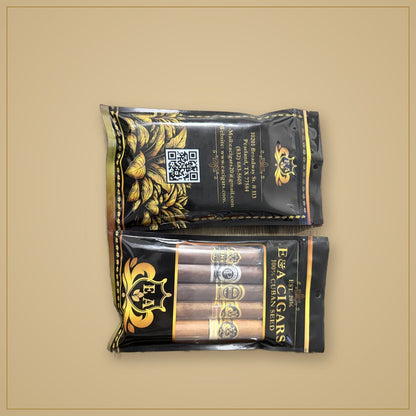 E&A Cigars branded sampler pouch, front and back